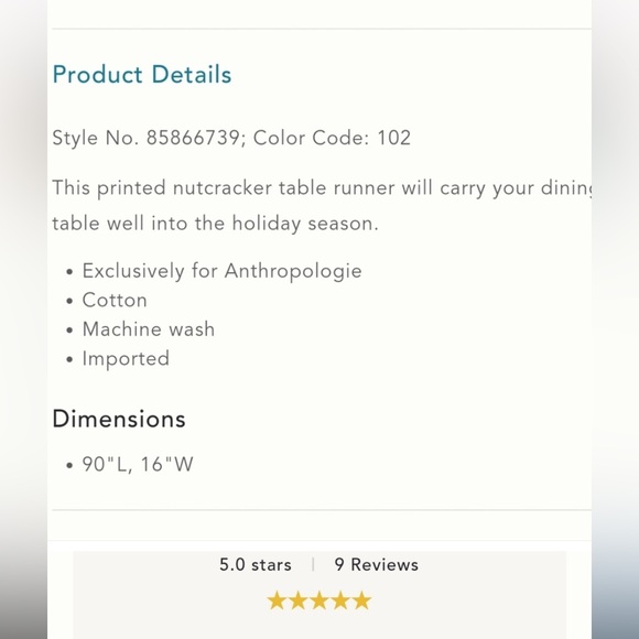 Anthropologie Nutcracker Holiday Table Runner NWT - Picture 4 of 4